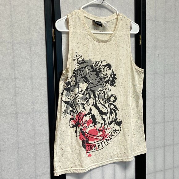 Sleeveless Marled Confetti Knit Screen Print Harry Potter Gryffindor Tank Top L - Picture 3 of 11